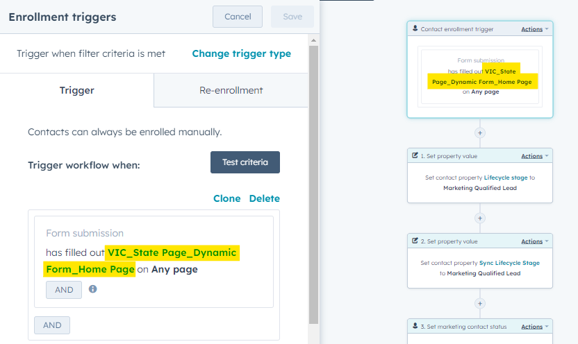 State pages - Workflow Enrollment Trigger