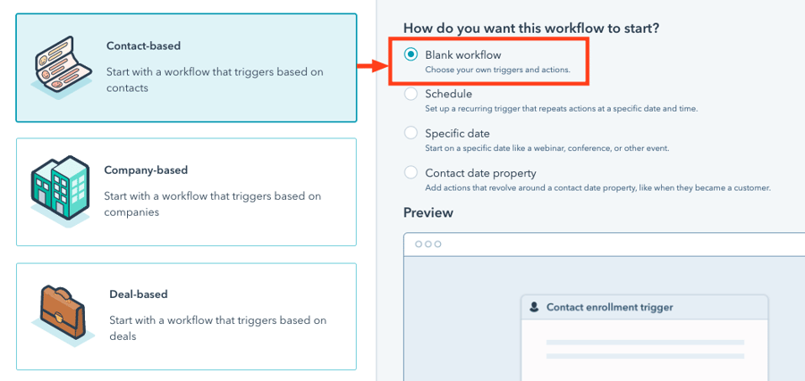Select Blank Workflow - sms creation
