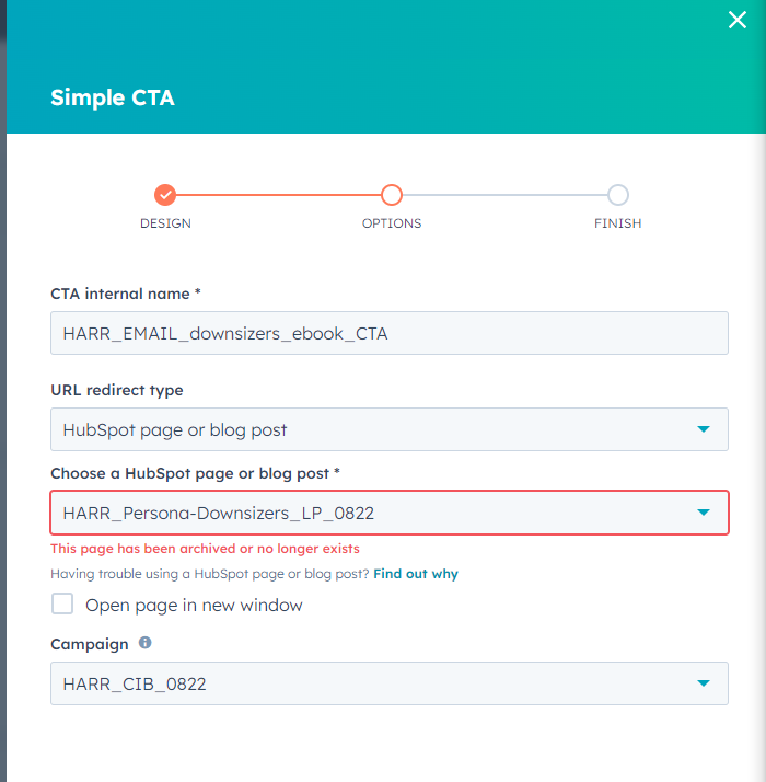 CTA - Amending Links