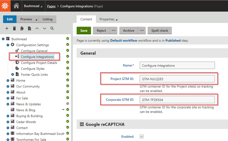 corporate GTM Container tag integration