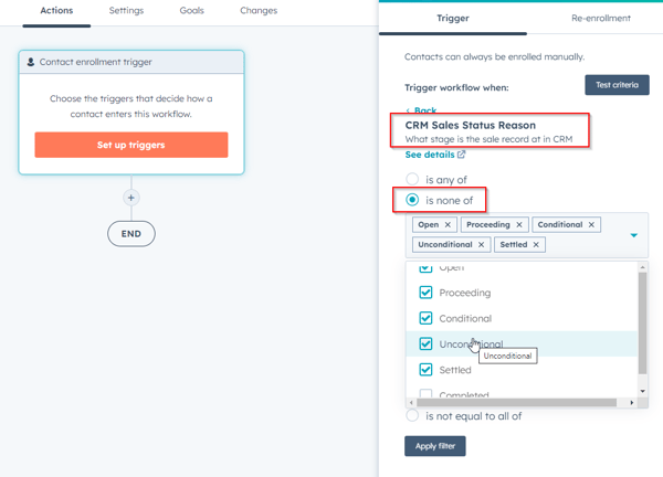 crm deal stage options