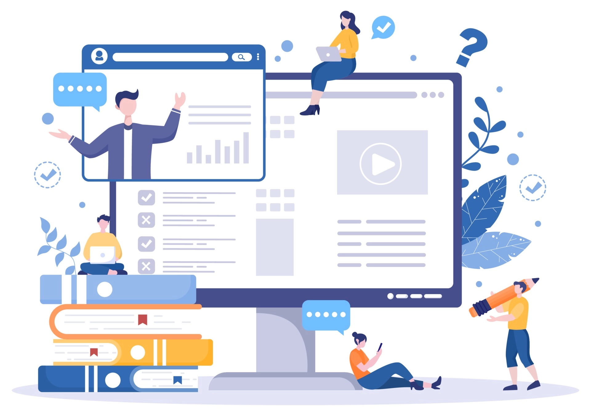 business-online-training-seminar-or-courses-background-illustration-vector3